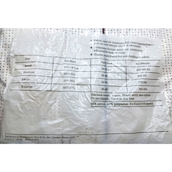 Vintage Mens Pajamas Montgomery Ward Size XL Pjs Lounge Wear Broadcloth Polka Do - Picture 8 of 8